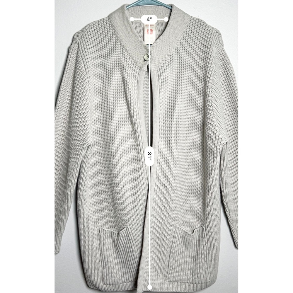 St Michael Vintage Grey Shaker Knit Longline Chic Cardigan Sweater XL - Picture 3 of 9